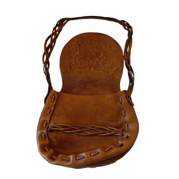 Patricia Nash Cavallina Tooled Leather Retro Saddle Bag Purse Florence Tan - Picture 8 of 16